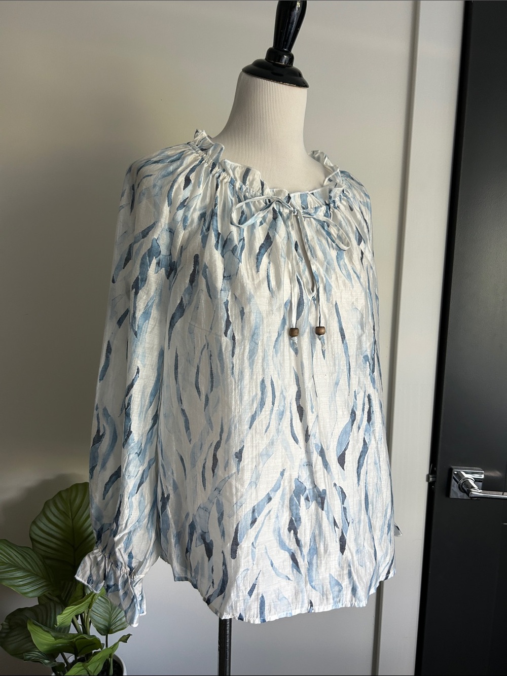 Martha Stewart size M could fit L loose sheer blouse
